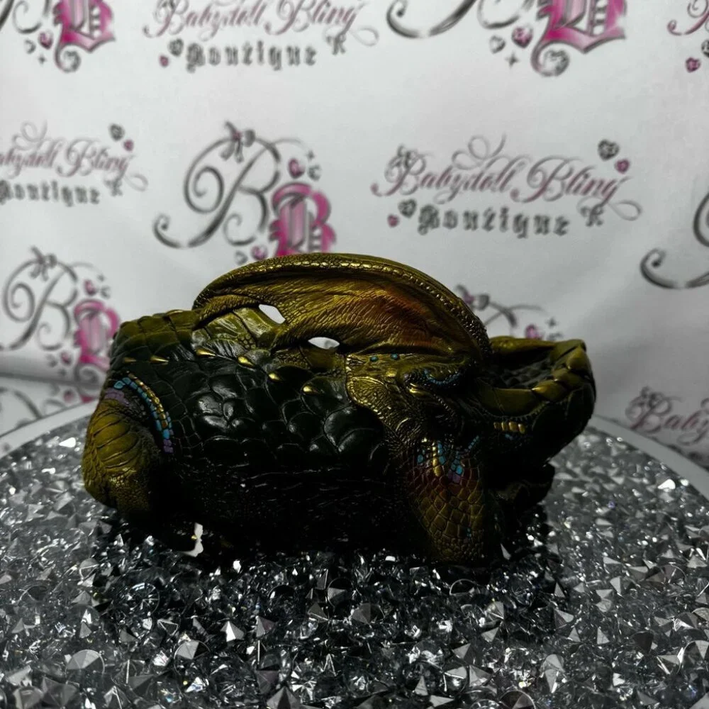 Windstone editions Hollywood California Decorative Dragon Figurine Green purple